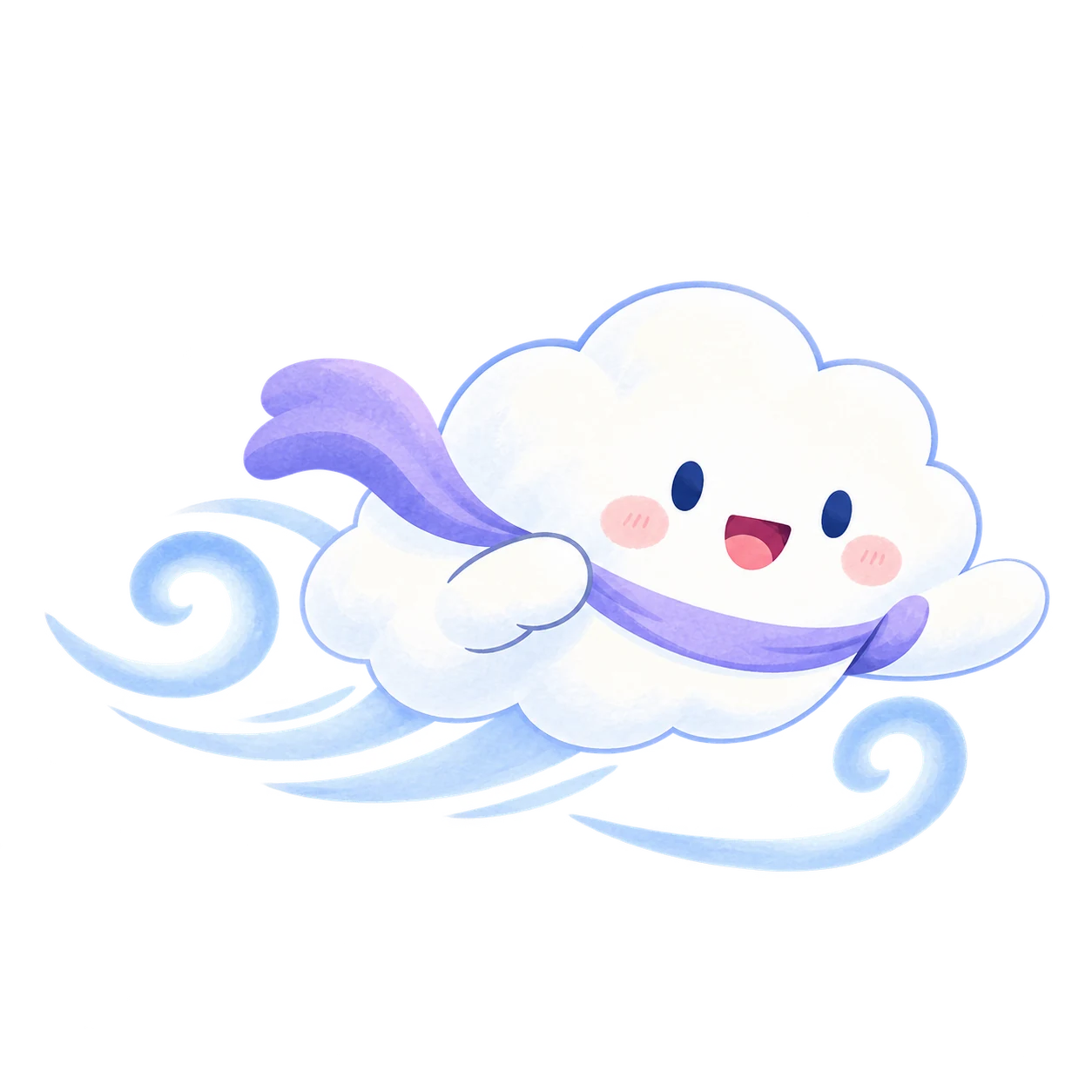 マフラーをなびかせるくもダッシュの雲